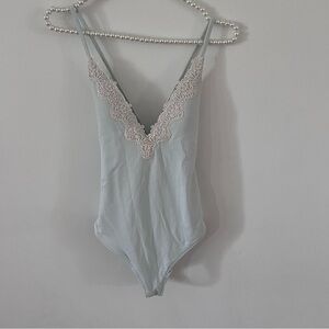 NWT Aerie Powder Blue Lace Up Back One Piece Swimsuit